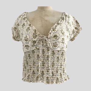 Urban Outfitters BDG Cream Floral Cottage Core Cropped Bustier Top NWT L